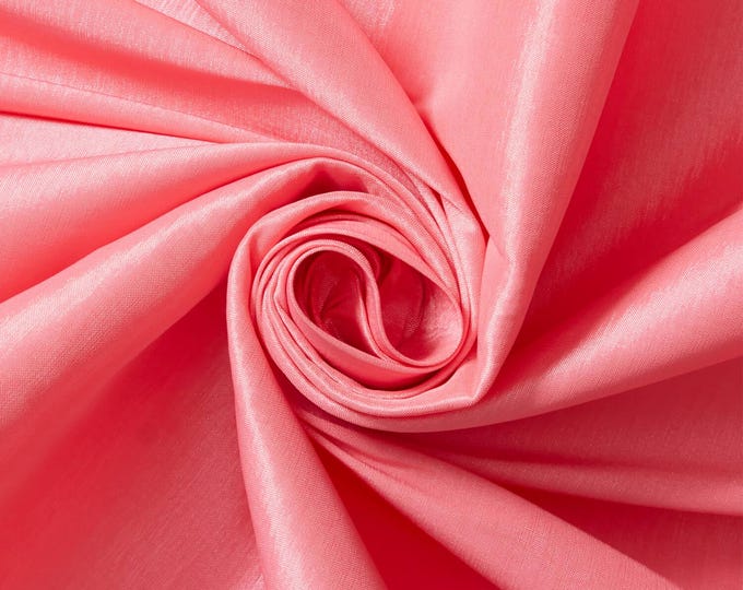 Coral Taffeta Stretch Fabric 2-Way Stretch, Spandex Polyester 58" Wide Sold by The Yard