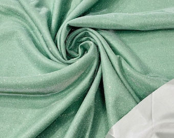 Sage Shimmer Fabric: 4-Way Stretch Glitter Spandex, 7 Yards