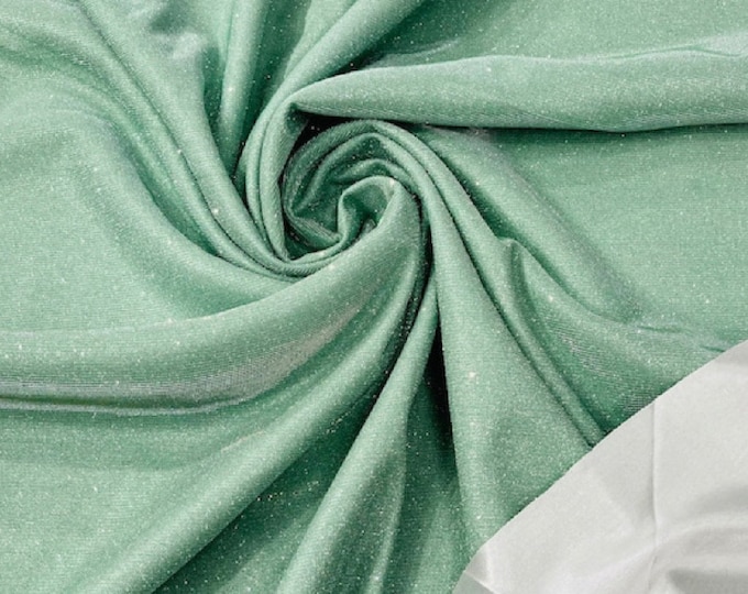 Sage Shimmer Fabric: 4-Way Stretch Glitter Spandex, 7 Yards