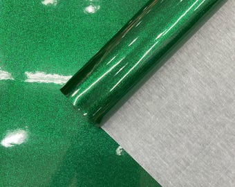 Dark Green Sparkle Glitter Upholstery Vinyl Fabric - 54" Width Sold By The Yard, Sparkle Glitter Vinyl Upholstery