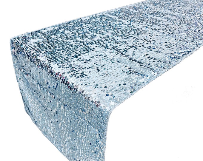 Taffeta Sequins Table Runner - 12" x 90" Sequins on Taffeta Table Runner for Event Décor, Party, Wedding, Quinceañera (Pick Color)