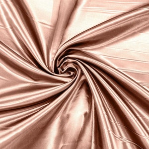 Rose Gold - 60&quot; Shiny Heavy Bridal Satin Fabric for Wedding, Gala, Prom Dress Sold By Yard