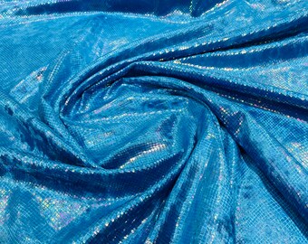 Turquoise Iridescent Snake Skin On Stretch Velvet - Sold By The Yard - 58"/60" Snake Velvet Spandex Fabric