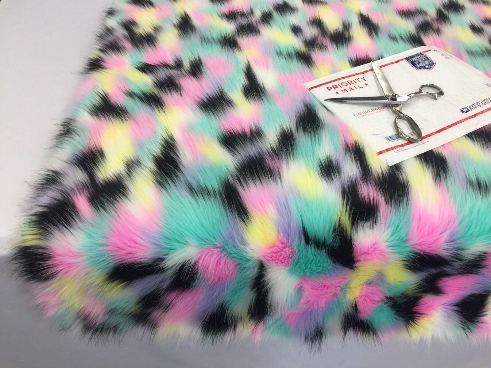 Faux Fur Fabric Two Tone Spikes Multi-Color Decoration Soft Furry Fabr