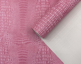 Bubble Gum Pink Crocodile Marine Vinyl Fabric: Waterproof Outdoor Upholstery