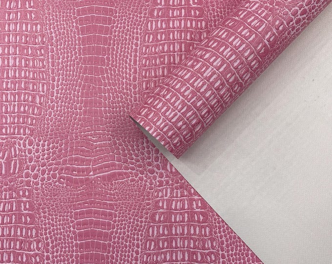 Bubble Gum Pink Crocodile Marine Vinyl Fabric: Waterproof Outdoor Upholstery