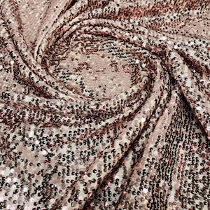 Rose Gold Sequins Taffeta Fabric by the Yard - Embroidery Sequin On a Taffeta 58/60”For Tablecloths/Runners/Curtains