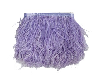 Dyed Ostrich Feather Fringe Trim: 4-6" Ribbon Strand, Sold by the Yard