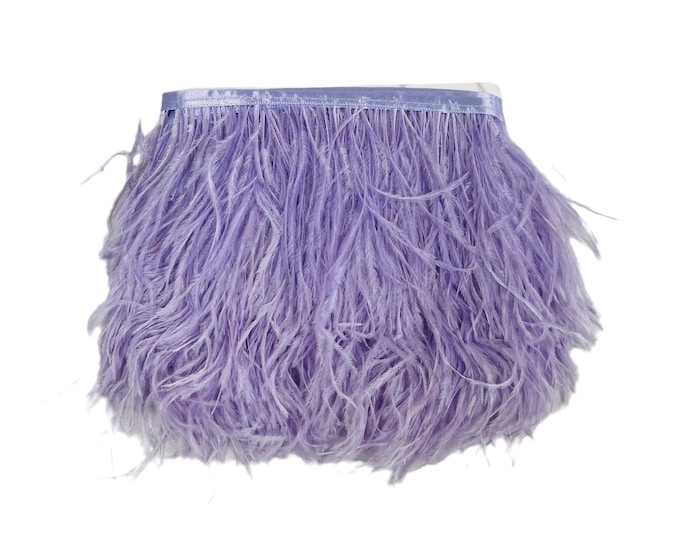 4-6" Ostrich Fringe by the Yard, Ostrich Feather Fringe Trim, For Prom Drees, Dyed Ostrich Strand Strung Fringe on Ribbon