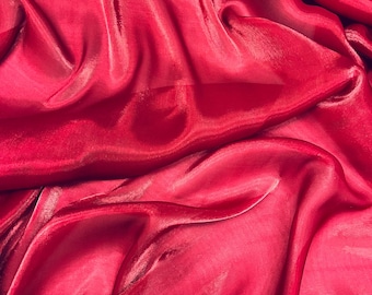 Burgundy Water Shine Bridal Liquid Chiffon Fabric: Ultra Glossy Shimmer, Silky Drape