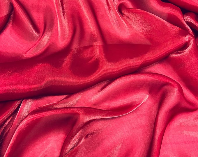 Burgundy Water Shine Ultra Glossy Shimmer Bridal Chiffon By Yard, Liquid Crystal Chiffon Fabric, Liquid Bridal Chiffon