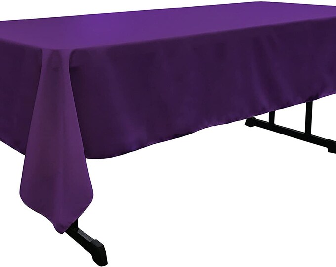 60" Wide Purple Polyester Poplin Rectangular Tablecloth, Polyester Rectangular Cloth Table Covers for All Events (Pick a Size)