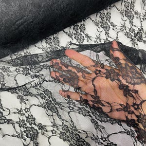 Schwarzer Blumen-Spitzenstoff: Stretch Spandex Mesh, wird lose verkauft