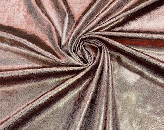 Brown Foiled 4-Way Stretch Velvet Fabric: 60" Wide