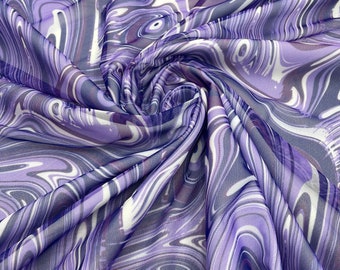Purple Abstract Printed Power Mesh Fabric | Abstract Design Print | 60” Wide 4 Way Stretch | Print Abstract | by the yard