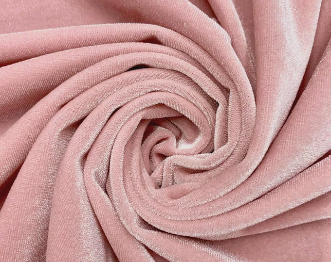 Blush Stretch Velvet Fabric: 60" Wide, Apparel, Costume Mia Fabrics