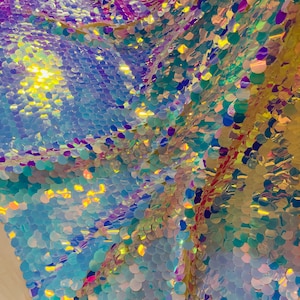Aqua Iridescent Sequin Fabric: Mermaid Scale Mesh, Party Decor