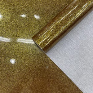 Dark Gold Glitter Polster Vinyl Stoff - 139 cm breit, wird lose auf Lager verkauft