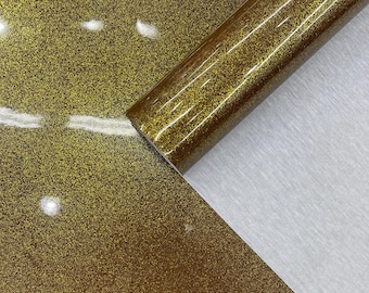 Dark Gold Glitter Upholstery Vinyl Fabric - 54" Wide, Sold By The Yard