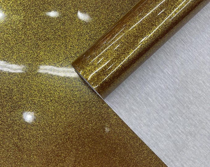 Dark Gold Sparkle Glitter Upholstery Vinyl Fabric - 54" Width Sold By The Yard, Sparkle Glitter Vinyl Upholstery