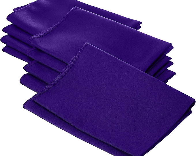 Purple Polyester Poly Poplin Napkin 18 by 18-Inch, Napkins Ideal for Parties, Weddings and Dinners