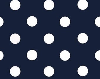 Mia's Fabrics Inc, Navy/White Small Polka Dot Poly Cotton Fabric by The Yard, 58”/60” (Pick a Size)