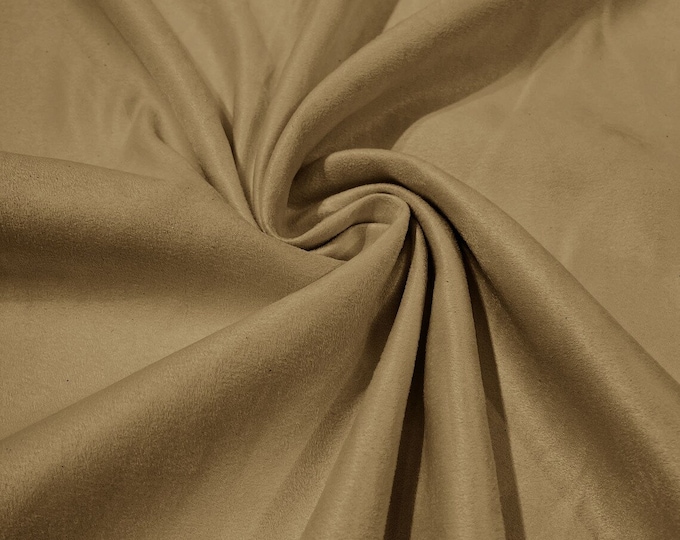 58" Faux Micro Suede Fabric - Camel - Polyester Micro Suede Fabric for Upholstery / Crafts / Costume Sold By The Yard