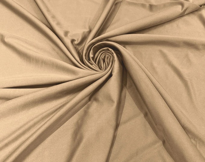 Champagne Shiny Milliskin Nylon Spandex Fabric 4 Way Stretch Prom-Gown-Dress, 58" Wide Sold by The Yard (Pick a Size)
