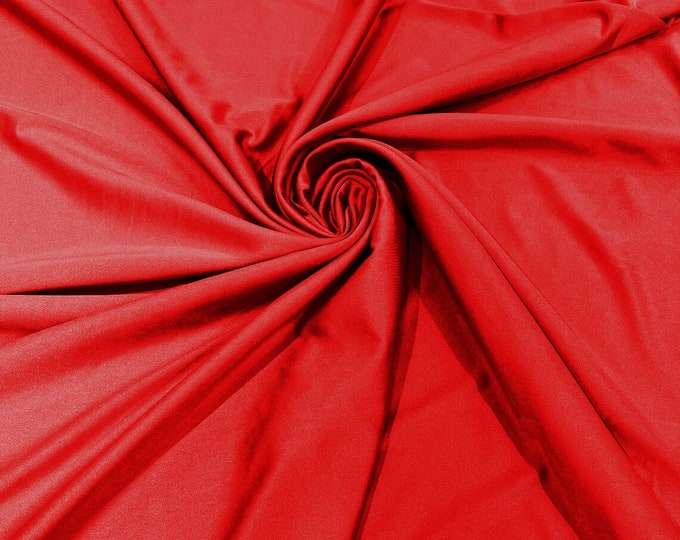 Red Shiny Milliskin Nylon Spandex Fabric 4 Way Stretch Prom-Gown-Dress, 58" Wide Sold by The Yard (Pick a Size)