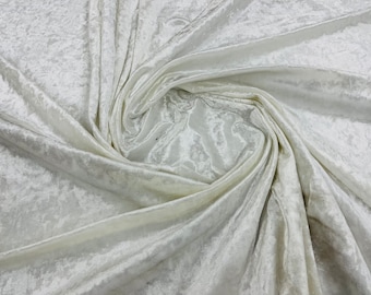Ivory Stretch Crushed Velvet Fabric Sold By The Yard - 58”/60'' Wide, Sewing, Apparel, Costume, Craft