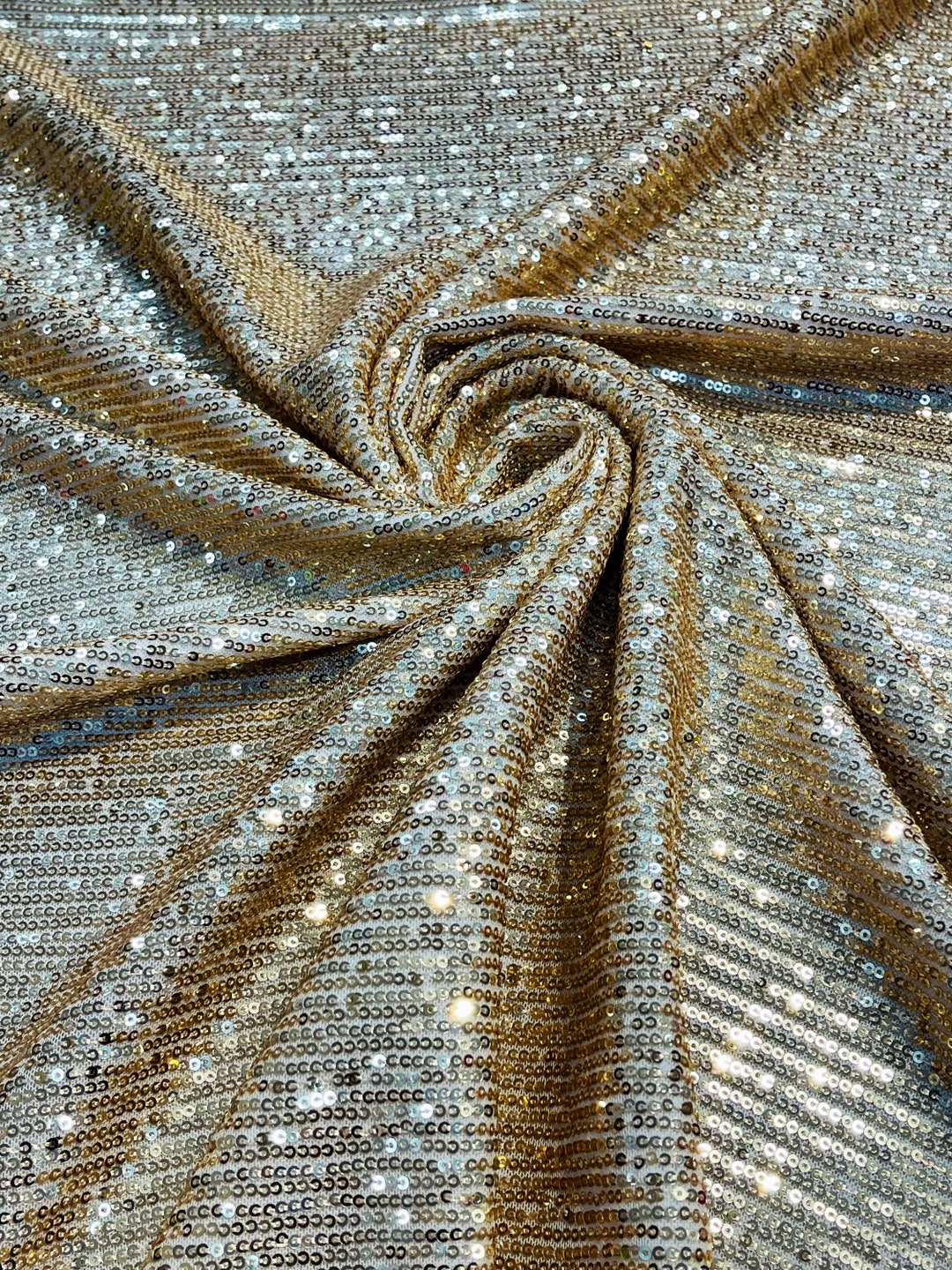 Gold Mille Striped Stretch Sequins by the Yard Lace 4 Way Etsy