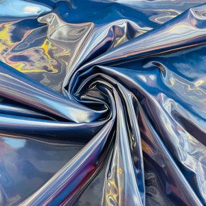 Navy Blue | Latex Shiny Vinyl 4 Way Stretch | Milliskin Vinyl Spandex Fabric | Prom-Gown-Dress, 58&quot; Wide Sold by The Yard (Pick a Size)