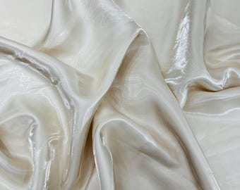 Champagne Liquid Crystal Satin Fabric: Ultra Glossy Bridal Satin By The Yard
