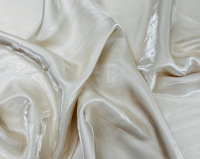 Champagne Liquid Crystal Silk satin By Yard, Liquid Bridal Satin, Water Shine Ultra Glossy Shimmer Bridal Satin, Crystal Reflective Satin