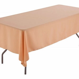 60&quot; Wide Peach Polyester Poplin Rectangular Tablecloth, Polyester Rectangular Cloth Table Covers for All Events (Pick a Size)