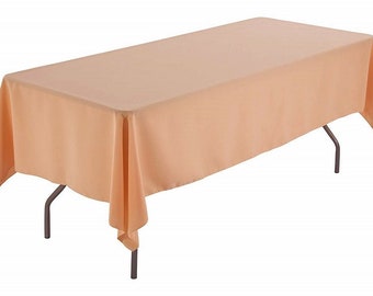 60" Wide Peach Polyester Poplin Rectangular Tablecloth, Polyester Rectangular Cloth Table Covers for All Events (Pick a Size)