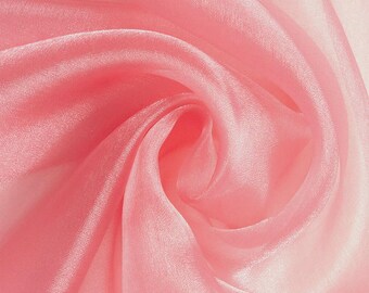 Coral Sparkle Crystal Organza Fabric: Sheer Shiny Material, 60" Wide
