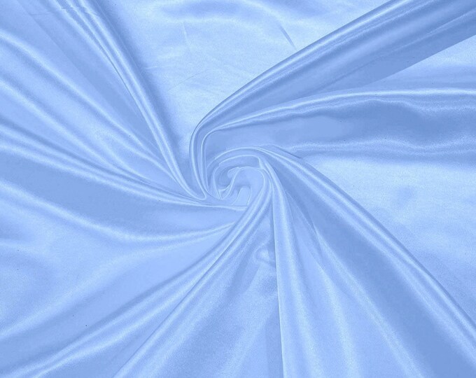 Baby Blue - 60" Shiny Heavy Bridal Satin Fabric for Wedding, Gala, Prom Dress Sold By Yard