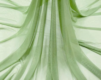 Sage Green Power Mesh Fabric, 4-Way Stretch, 60" Wide, By The Yard