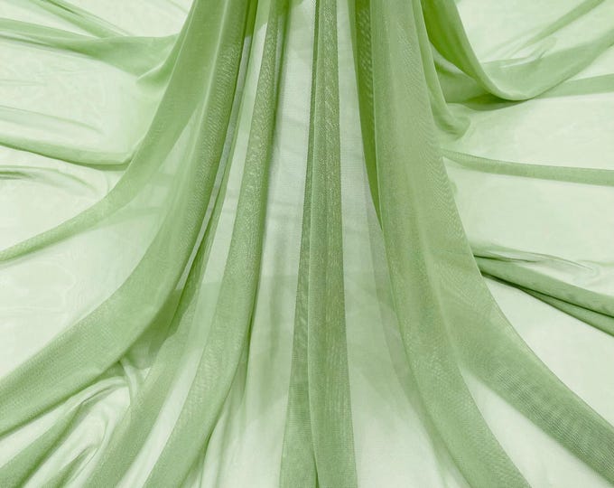 Sage Green Power Mesh Fabric, 4-Way Stretch, 60" Wide, By The Yard