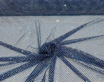 Power Mesh Polyester Rhinestone Fabric - Royal Blue - 4 Way Stretch Power  Mesh Fabric Crystal Stones By Yard