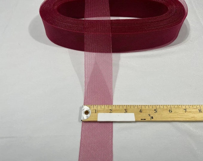 2 Inch Burgundy Crinoline Horsehair Braid Trim-Wedding-Bridal-Decorations-Crafts-Sold By The Yard (Choose The Quantity)