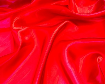 Red Liquid Organza Fabric: Glossy Bridal Organza Apparel Decor, 60" Wide By The Yard