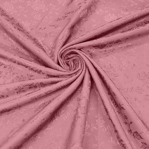 Dusty Rose Floral Brocade Jacquard Satin Fabric - 58/60&quot; Wide