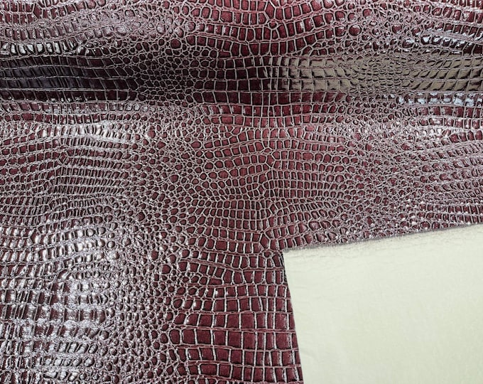 Matte Brown Nile vinyl fake Leather Crocodile embossed Faux upholstery  fabric sold per yard 54 Wide