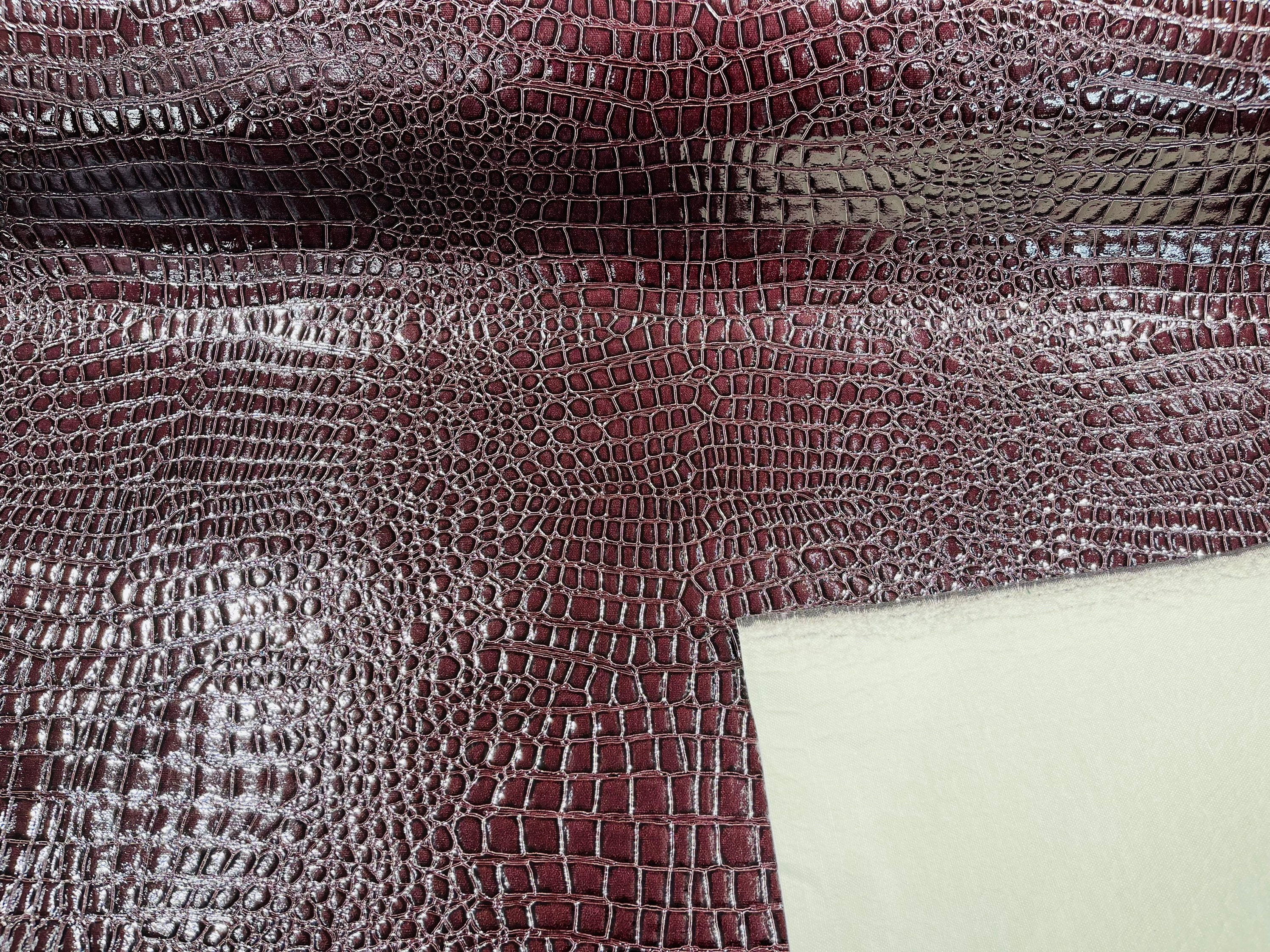 Vinyl Crocodile SILVER Fake Leather Upholstery Fabric By the Yard 54