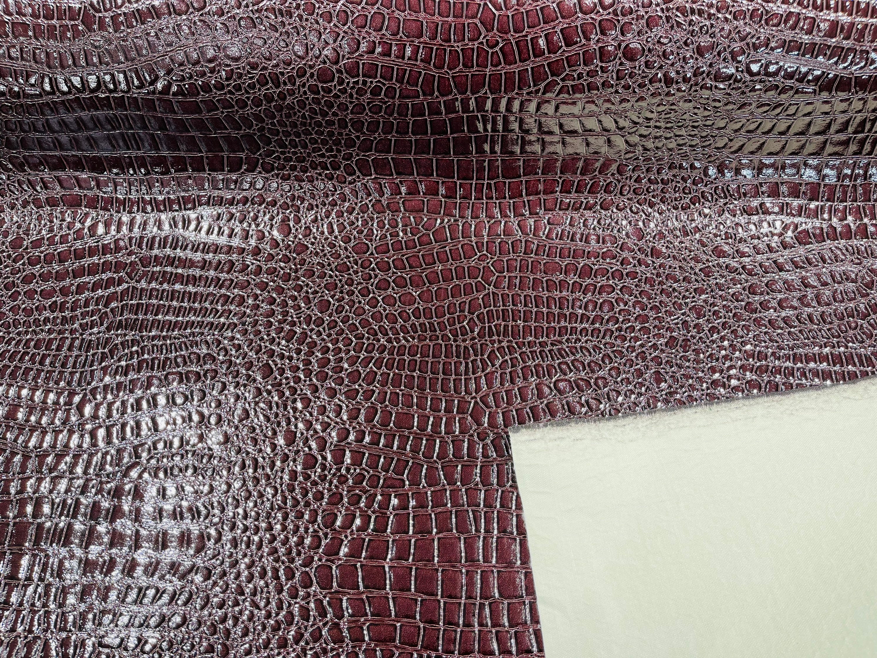 Faux Crocodile Vinyl Leather Upholstery Fabric By The Yard