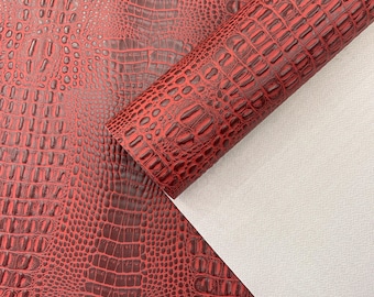 Deadpool Red Crocodile Marine Vinyl Fabric Upholstery By Yard, Waterproof Anti-Fungal, 2 Tone Crocodile Marine Outdoor Upholstery-Auto-Boat