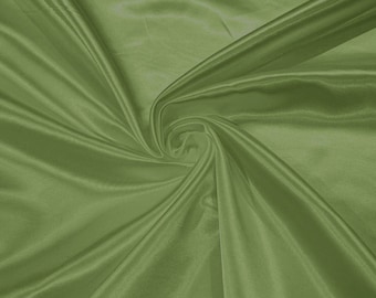 Sage Green Bridal Satin Fabric: Shiny Polyester Charmeuse, 60" Wide, Sold By Yard