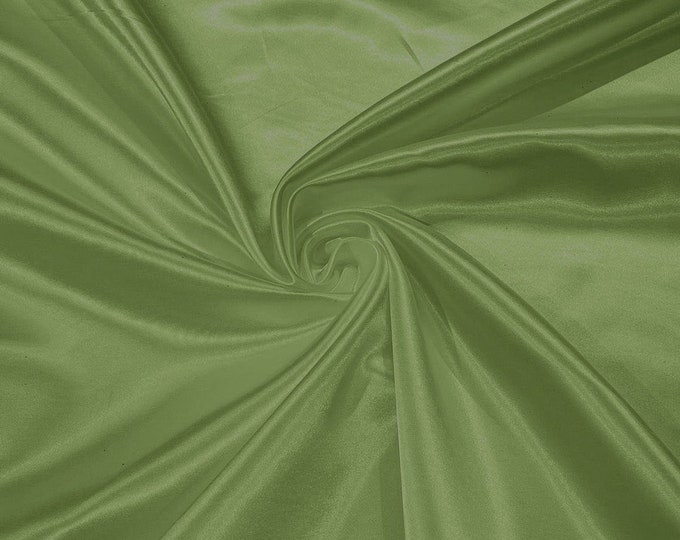 Sage Green - 60" Shiny Heavy Bridal Satin Fabric for Wedding, Gala, Prom Dress Sold By Yard